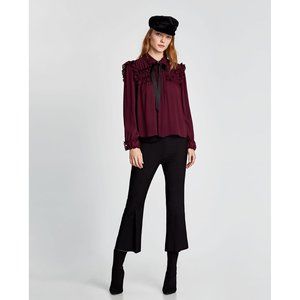 ZARA Ruffled Blouse with Contrasting Bow
